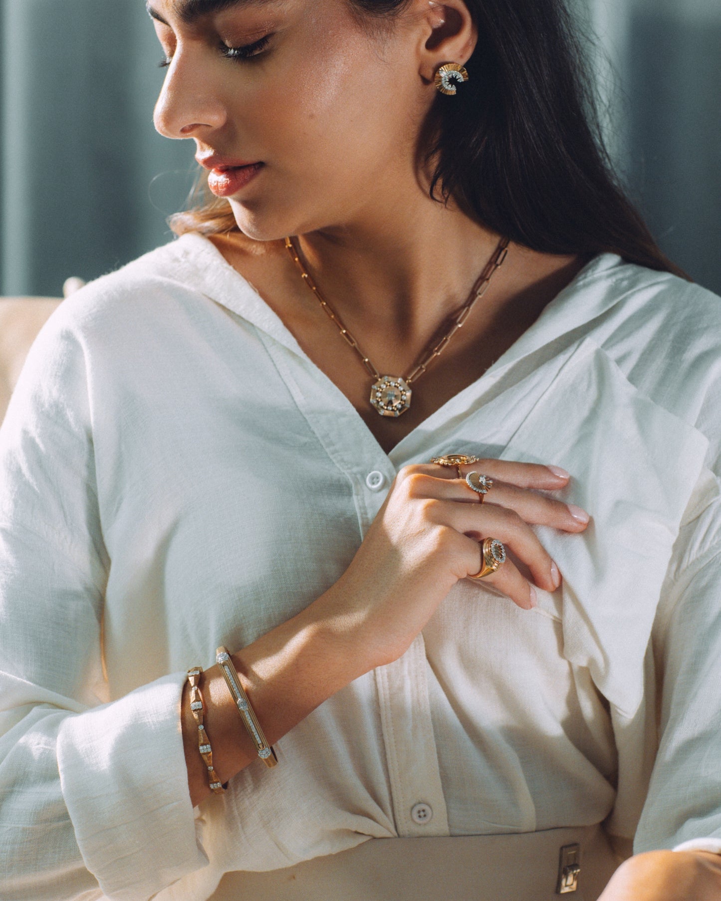 Atlas Gold & Diamond Bangle