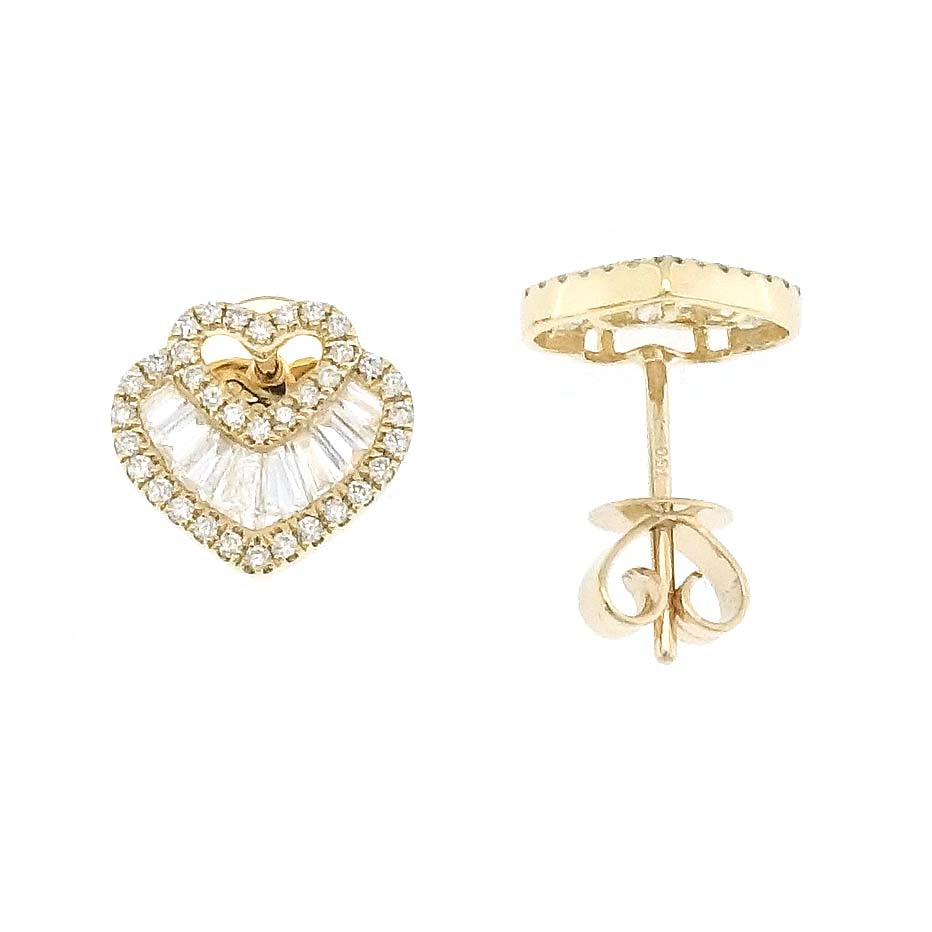 Mini Baguette Diamond Heart studs