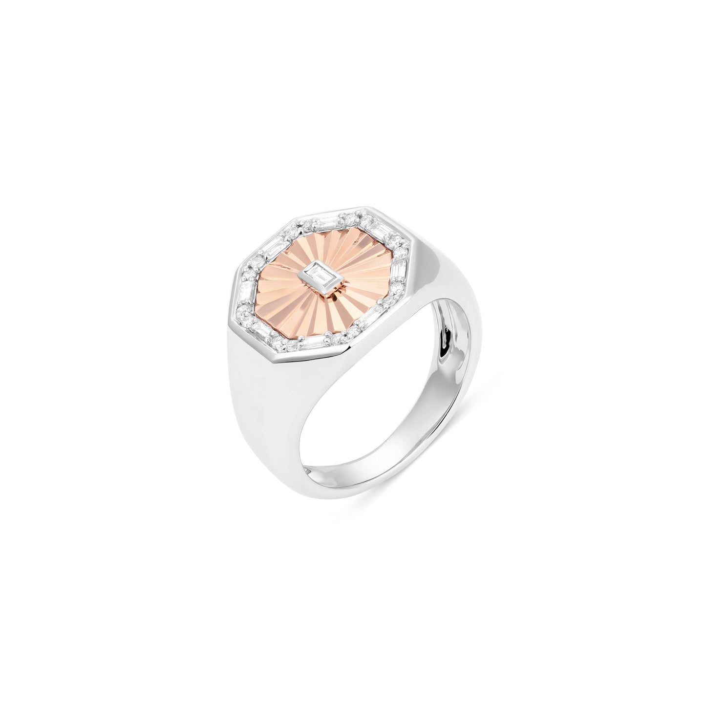 Sundial Gold & Diamond Octagon Pinky Ring