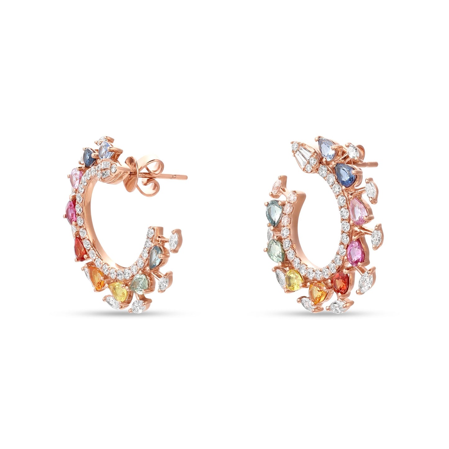 Luz Multicolor Sapphire & Diamond Half Hoops