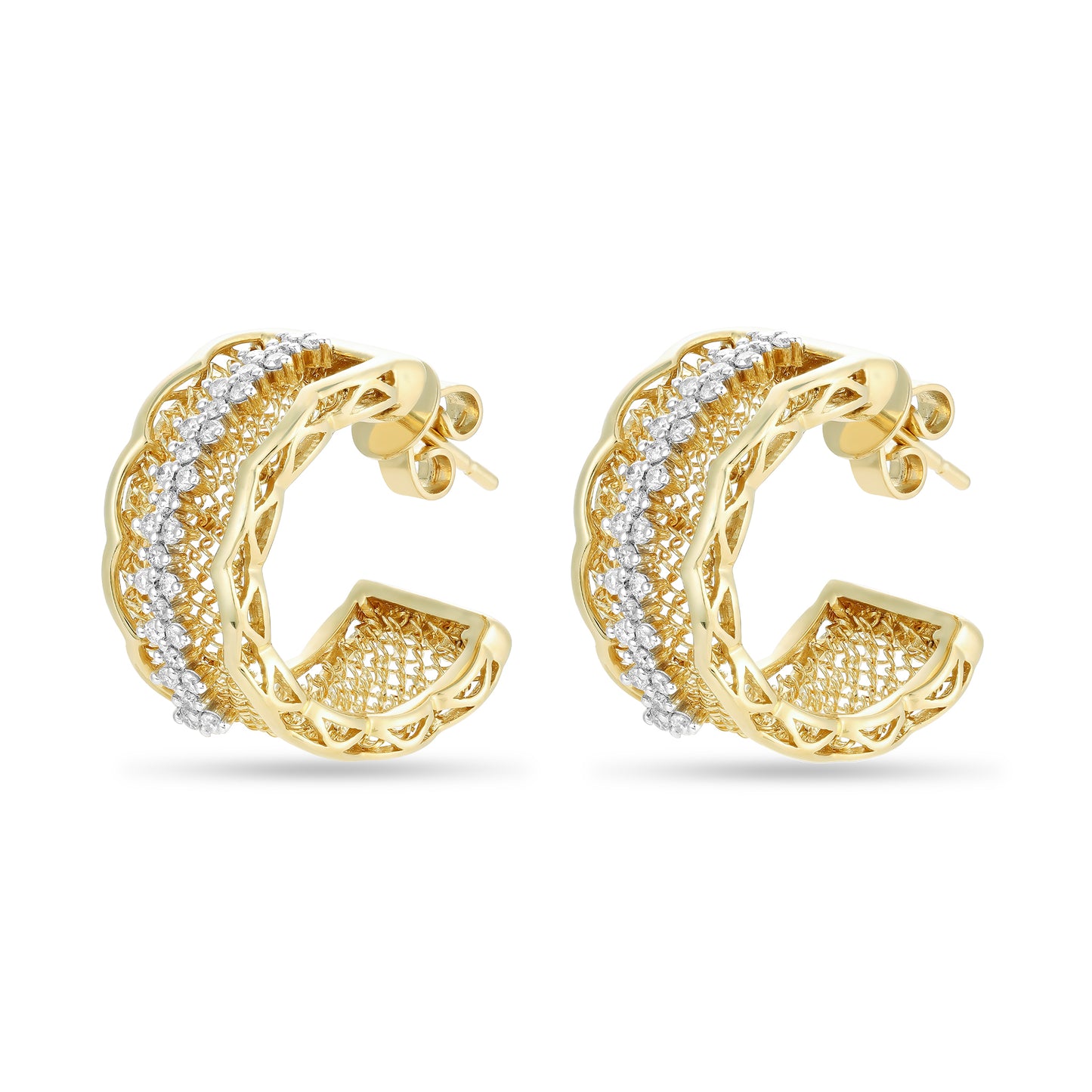 Sufi Mesh Diamond Line Hoops