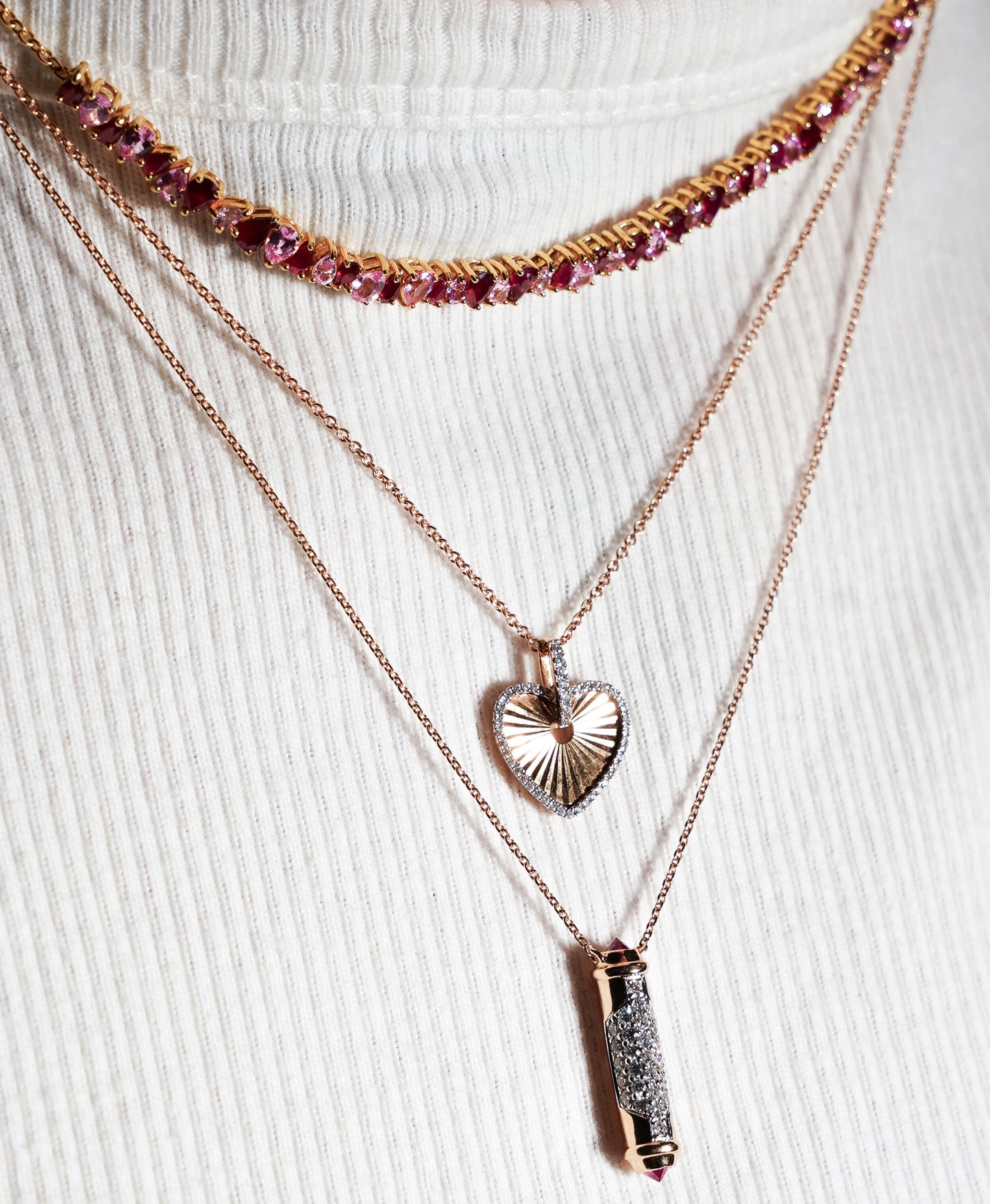 Layla Diamond & Ruby Scroll Pendant