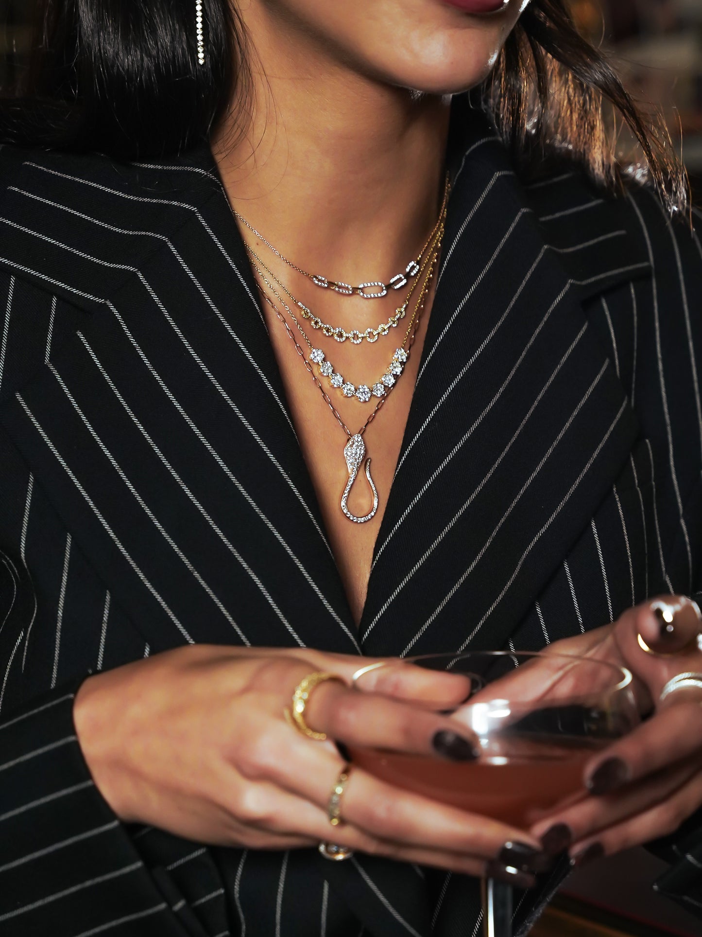 Wide Diamond Link Necklace