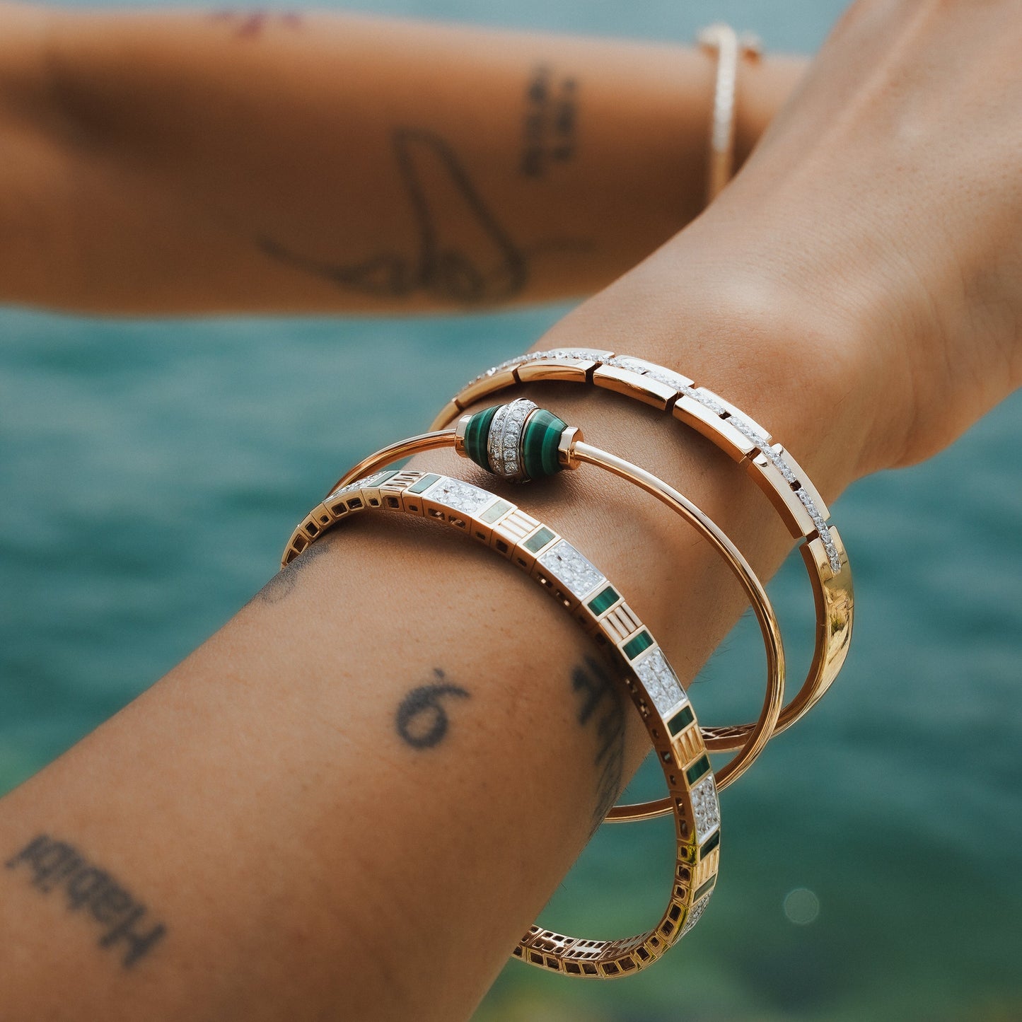 Gold Mosaic Diamond Bangle