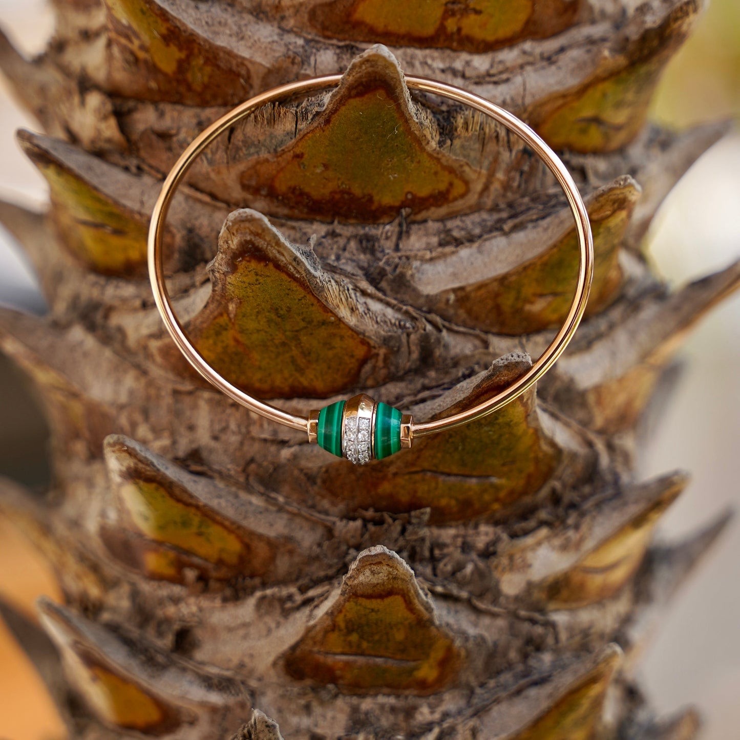 Solar Malachite & Diamond Bangle