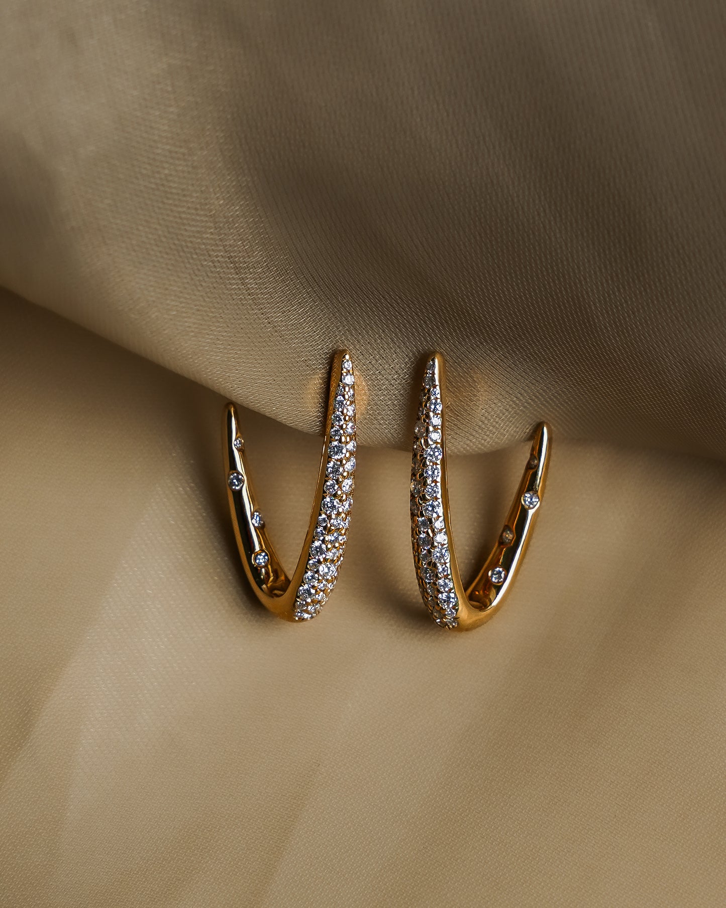 Pave Diamond V Earrings