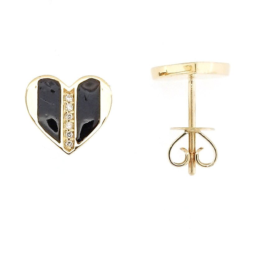 Mini Stripe Diamond Heart Earstuds