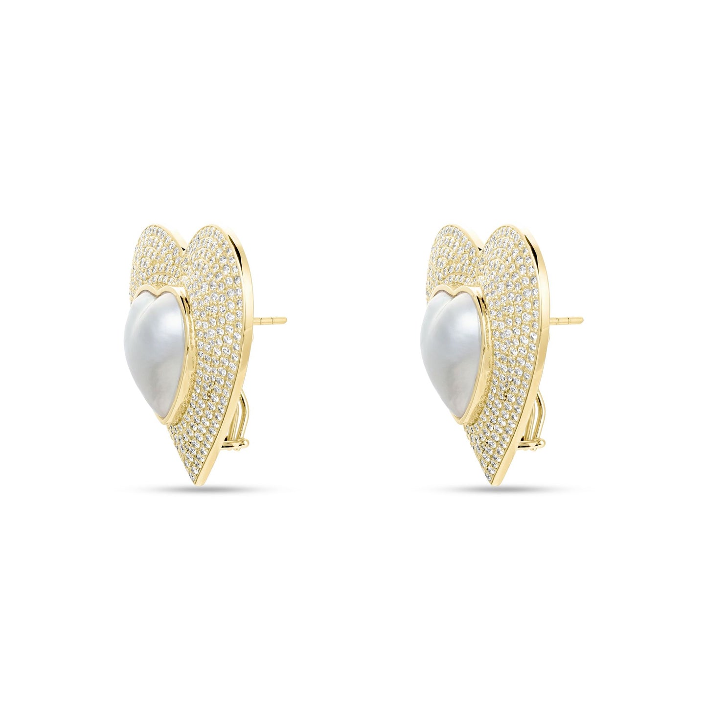 Eros Diamond & Pearl Heart Earrings
