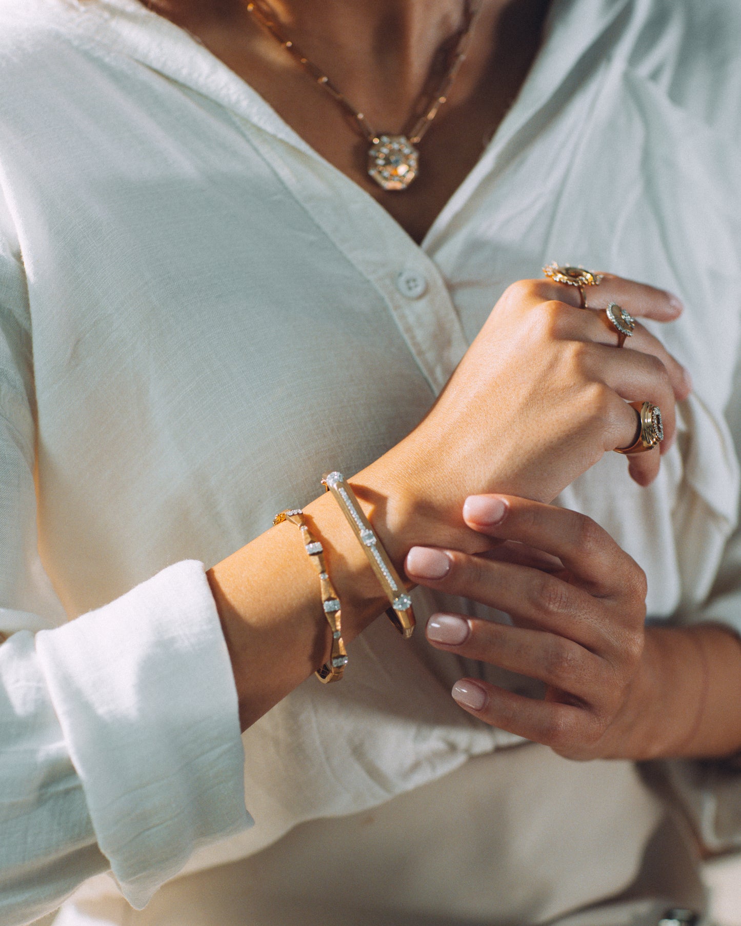 Atlas Gold & Diamond Bangle
