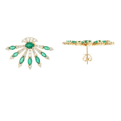 Tribal Emerald & Diamond Fan Earrings