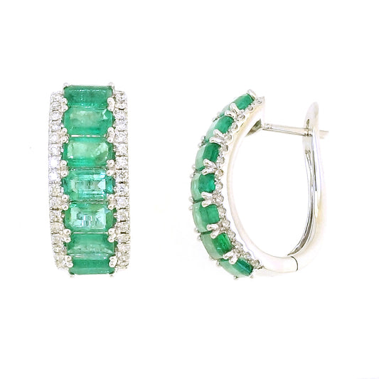 Cosmic Emerald & Diamond Huggies