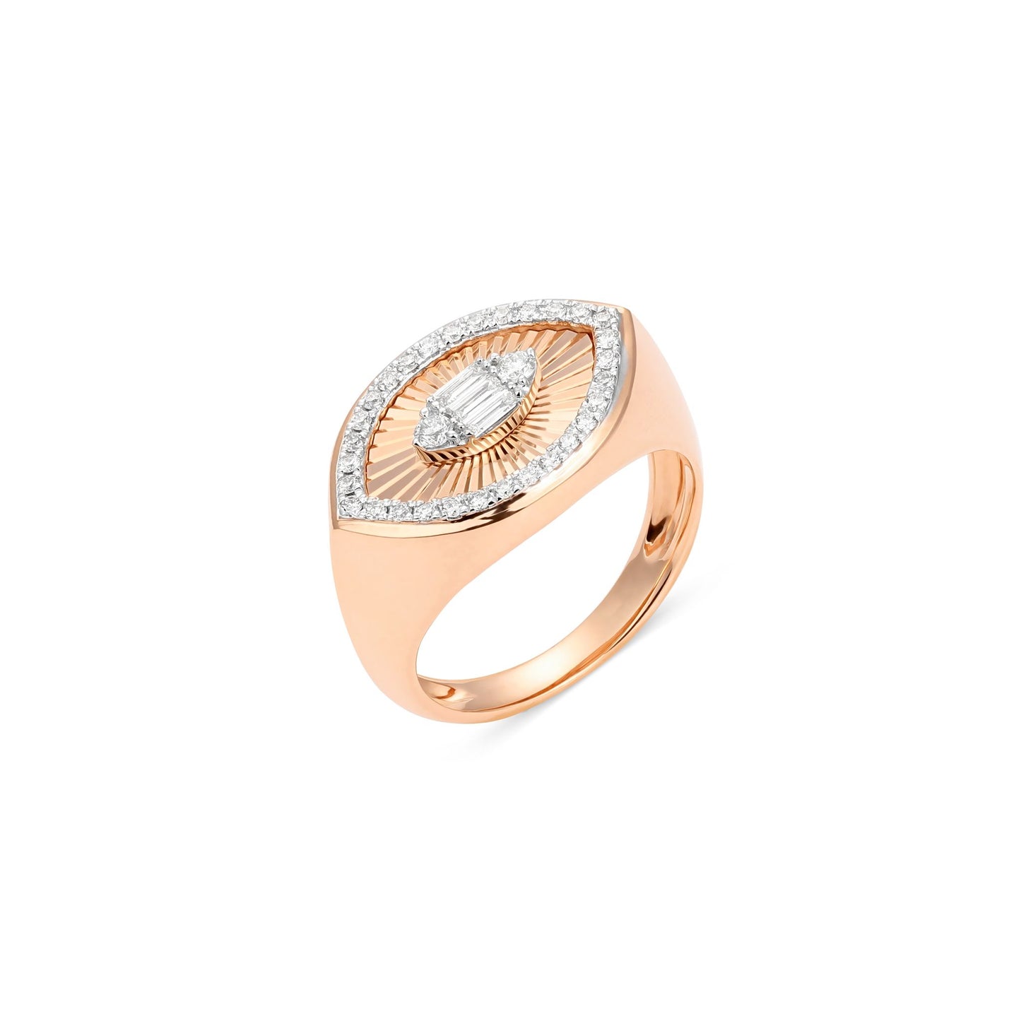 Sundial Gold & Diamond Eye Pinky Ring