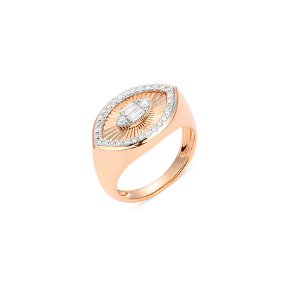 Sundial Gold & Diamond Eye Pinky Ring