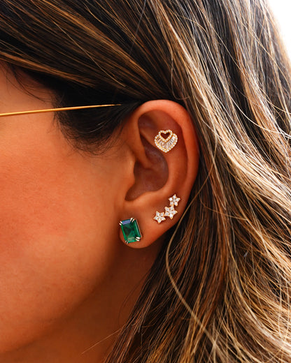 Mini Baguette Diamond Heart studs