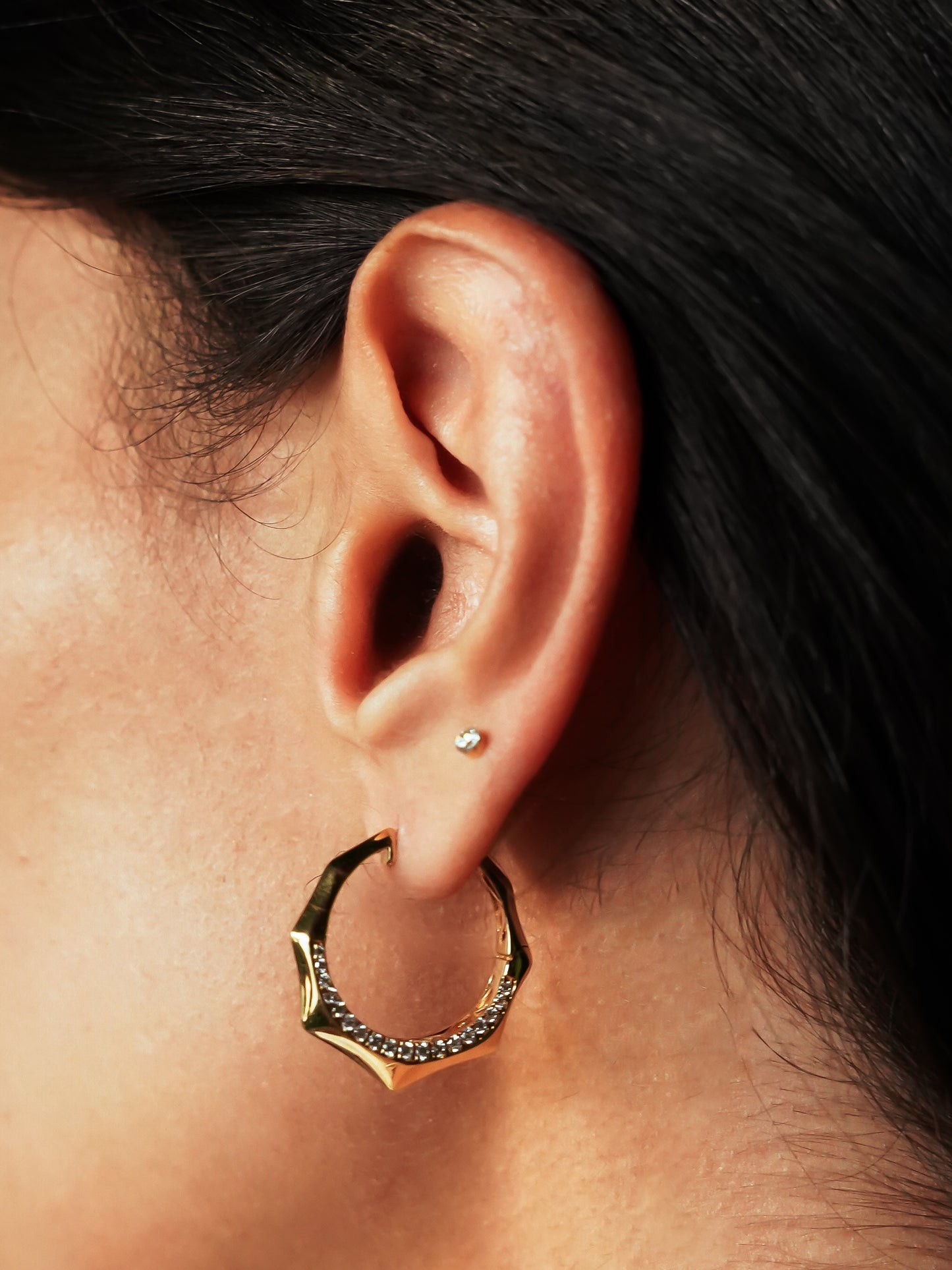 Diamond Bali Pointed Hoops