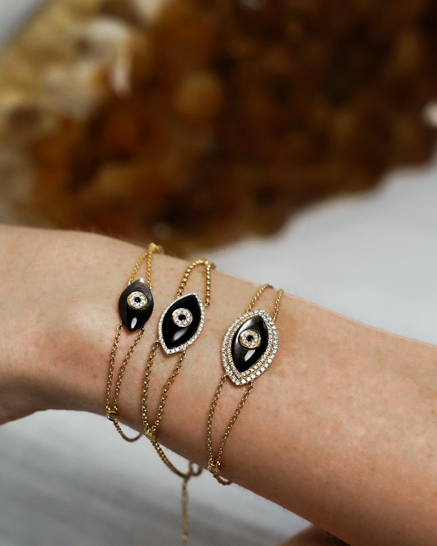 Black Evil Eye Diamond Halo Bracelet
