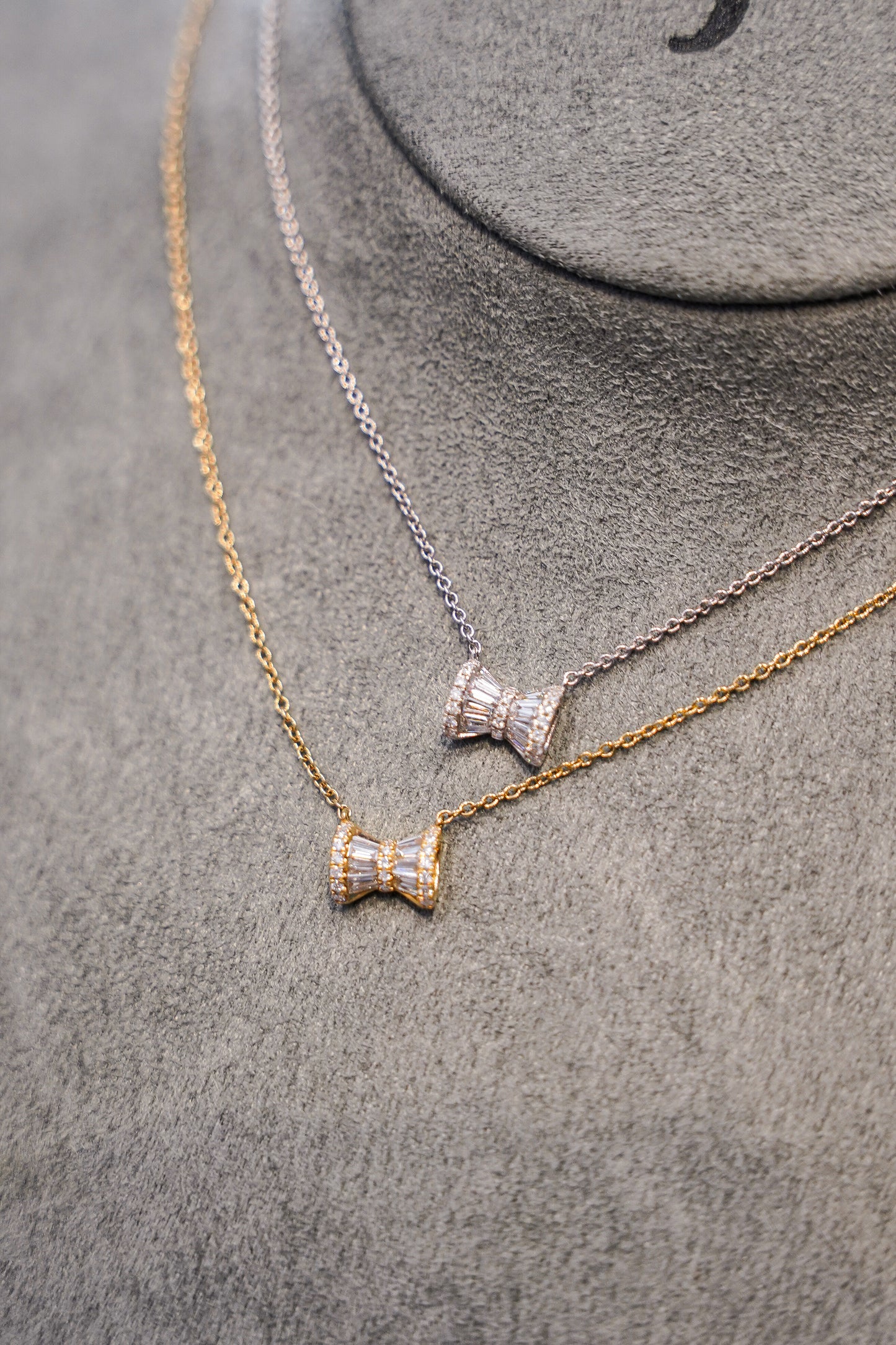 Mini Baguette Bow Necklace