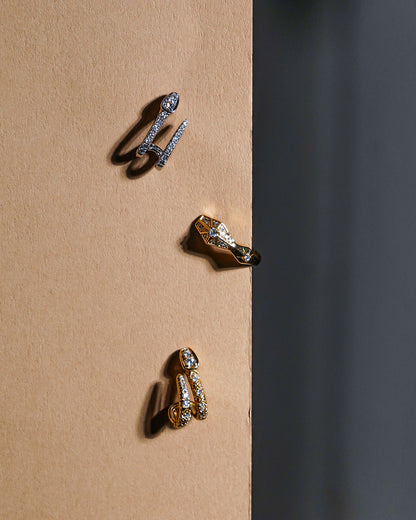 Serpent Head Diamond Huggies