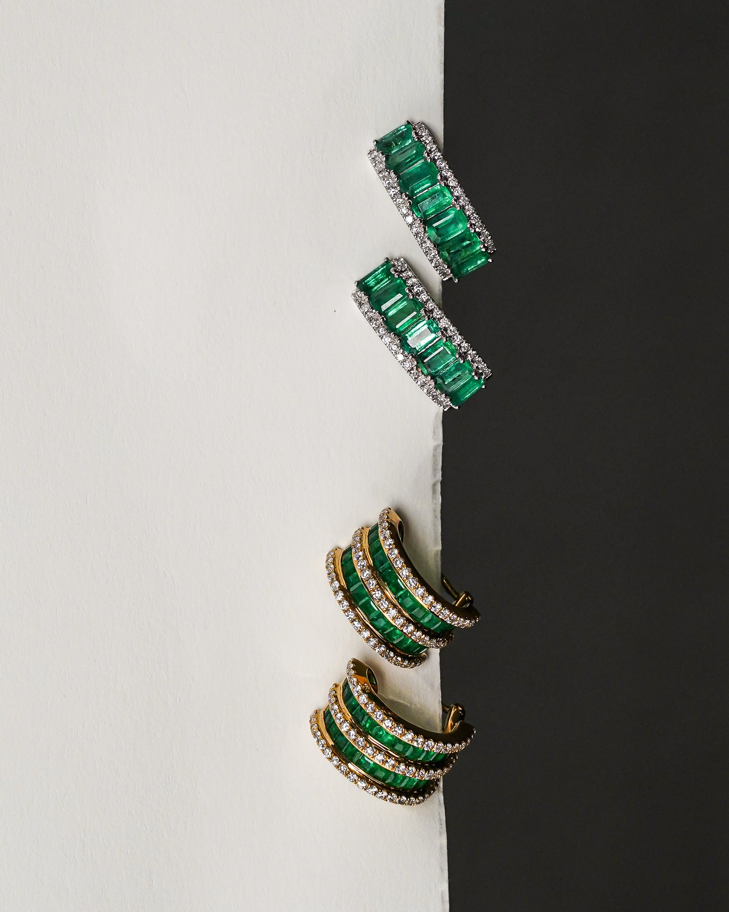 Duo Emerald & Diamond Earrings