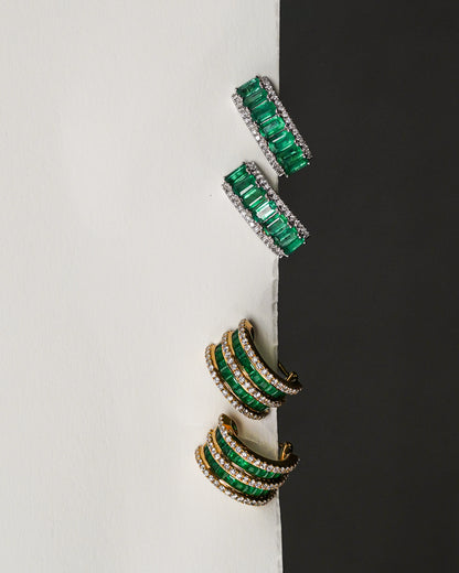 Duo Emerald & Diamond Earrings