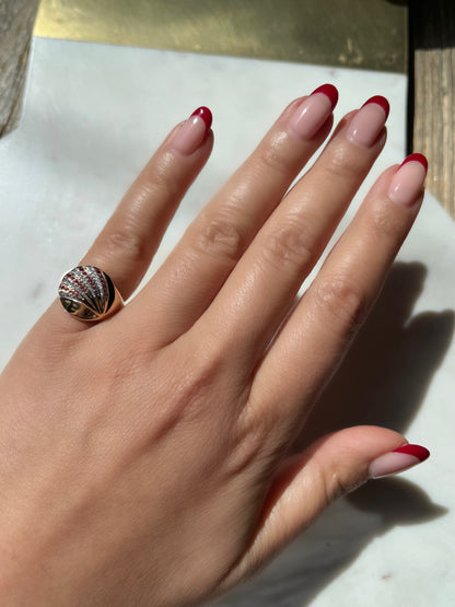 Shell Diamond Signet Ring