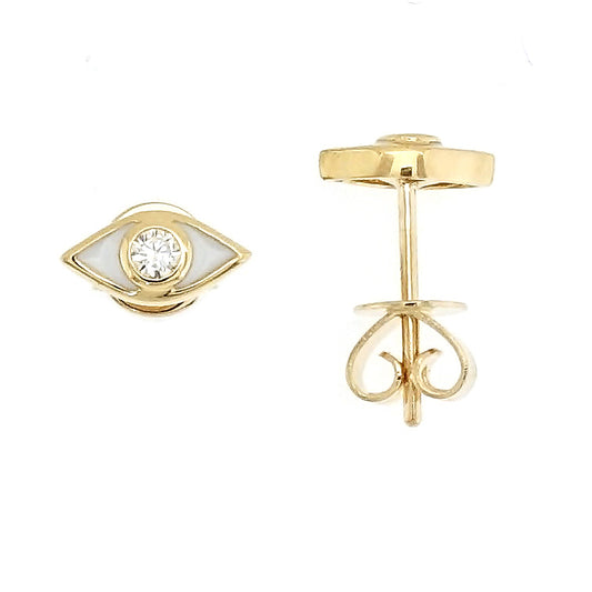 Mini White Eye Earstuds