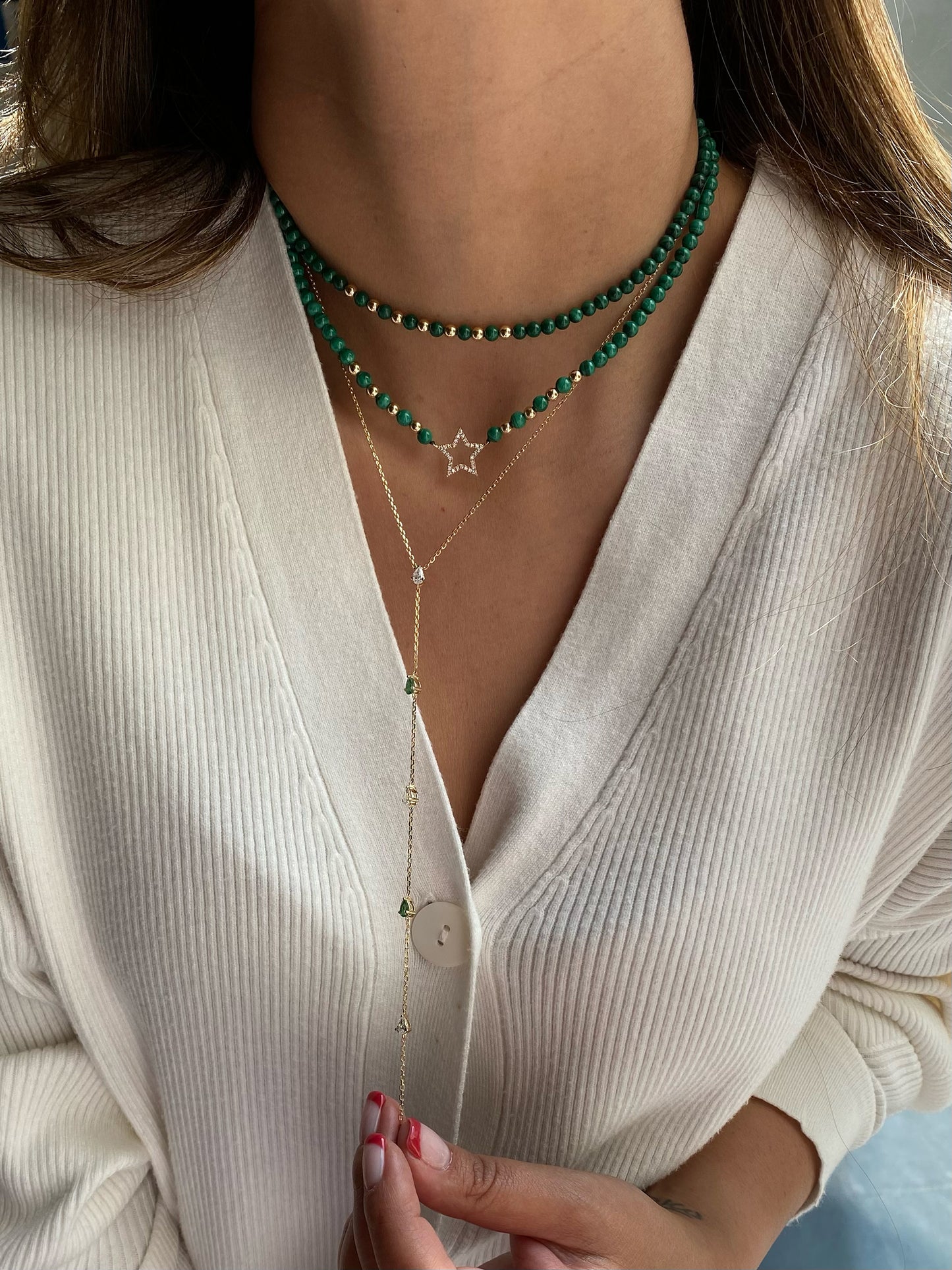 Nazar Bead Necklace with Diamond Star