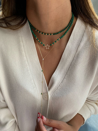 Nazar Bead Necklace with Diamond Star