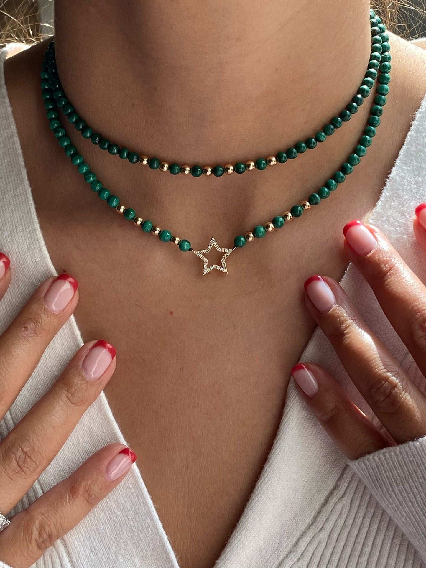 Nazar Bead Necklace with Diamond Star