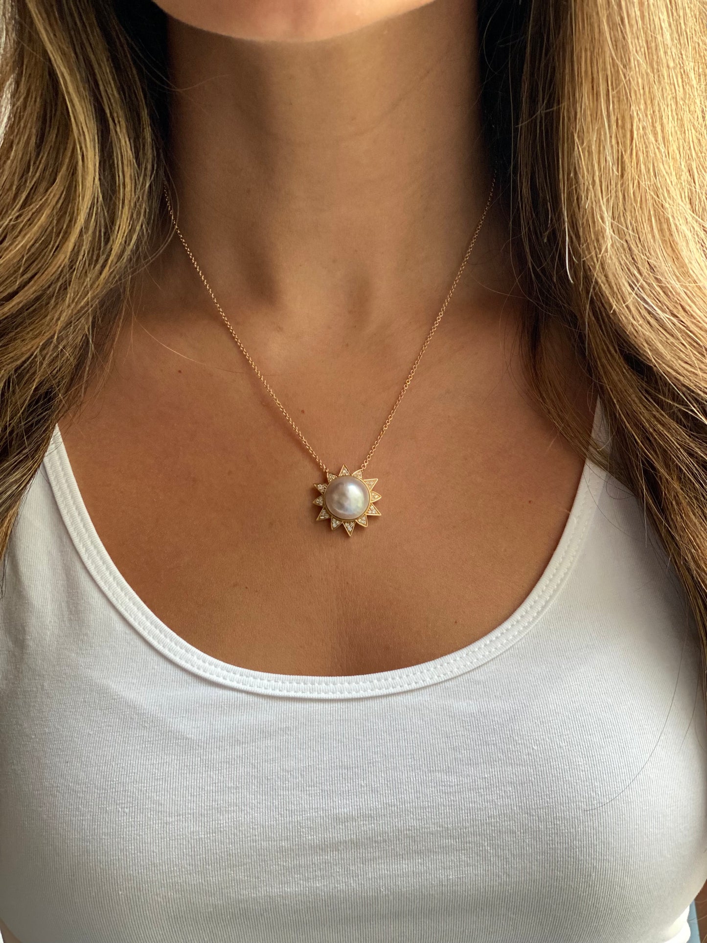 Soleil Pearl & Diamond Necklace