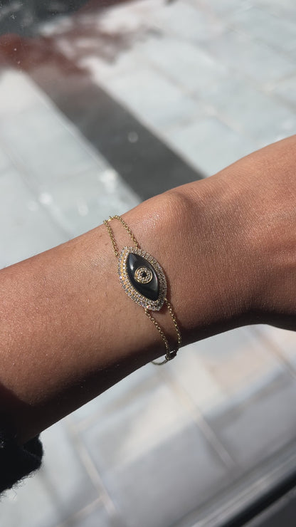 Black Evil Eye Diamond Halo Bracelet