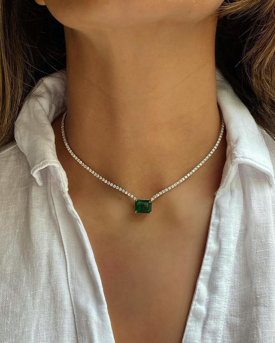 Diamond & Emerald Tennis Necklace