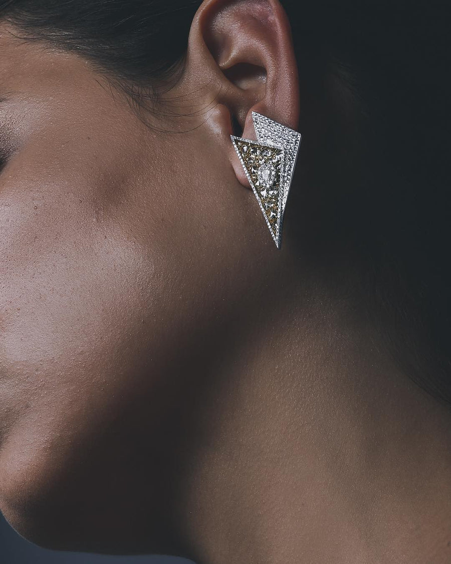 Rosecuts & Yellow Diamond Triangle Earrings