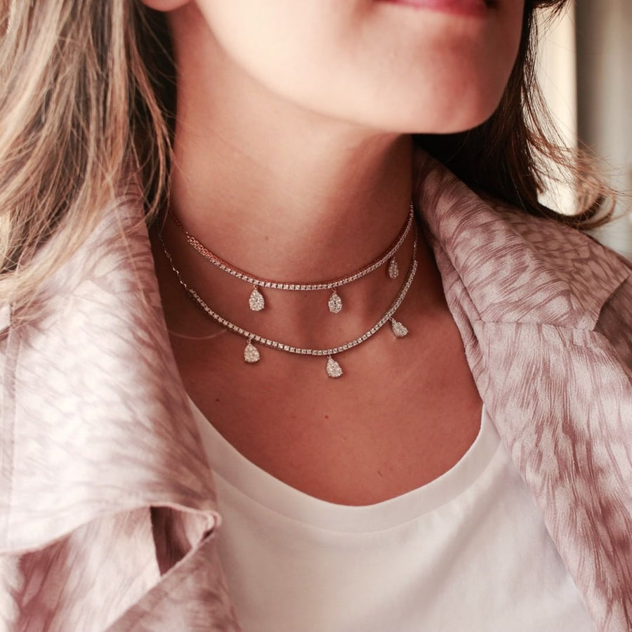 Teardrop Diamond Tennis Choker