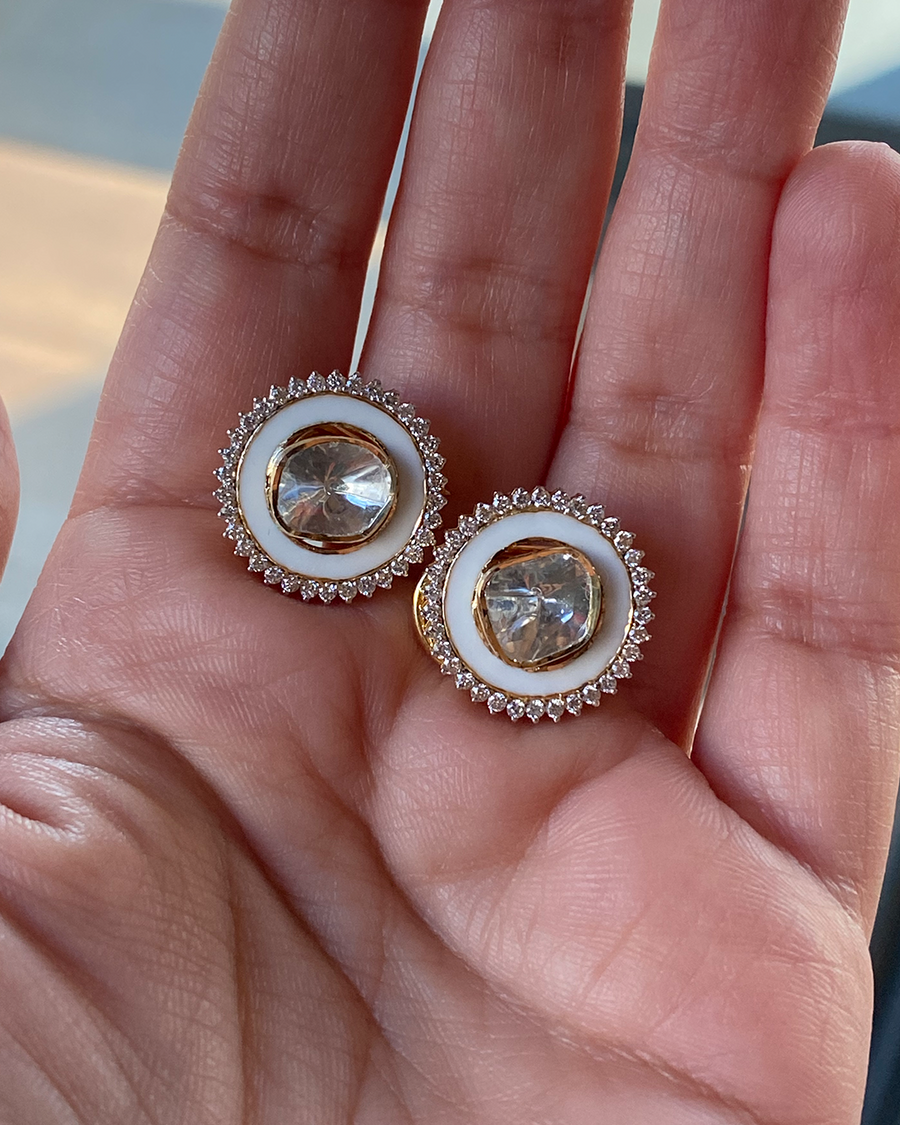 Enamel Uncut Diamond Solitaires
