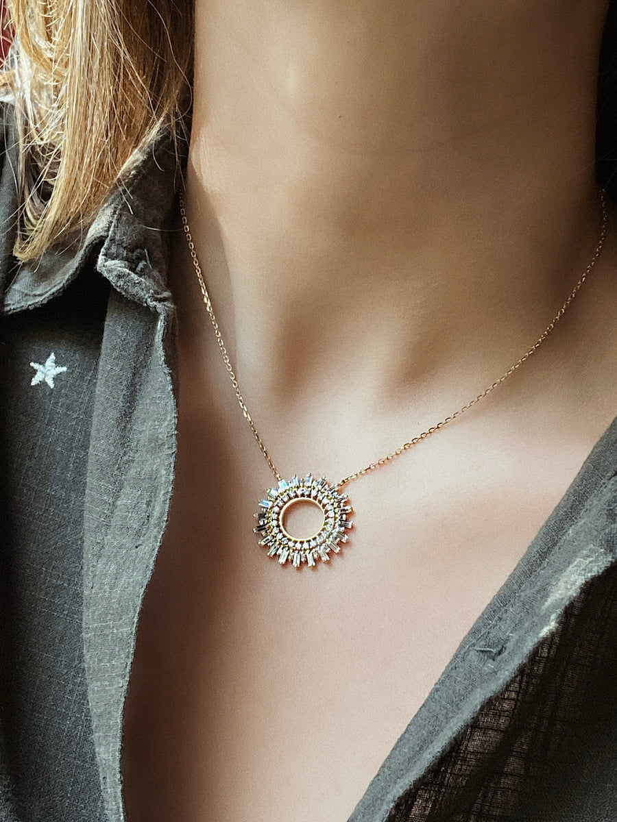 Baguette Diamond Firework Necklace
