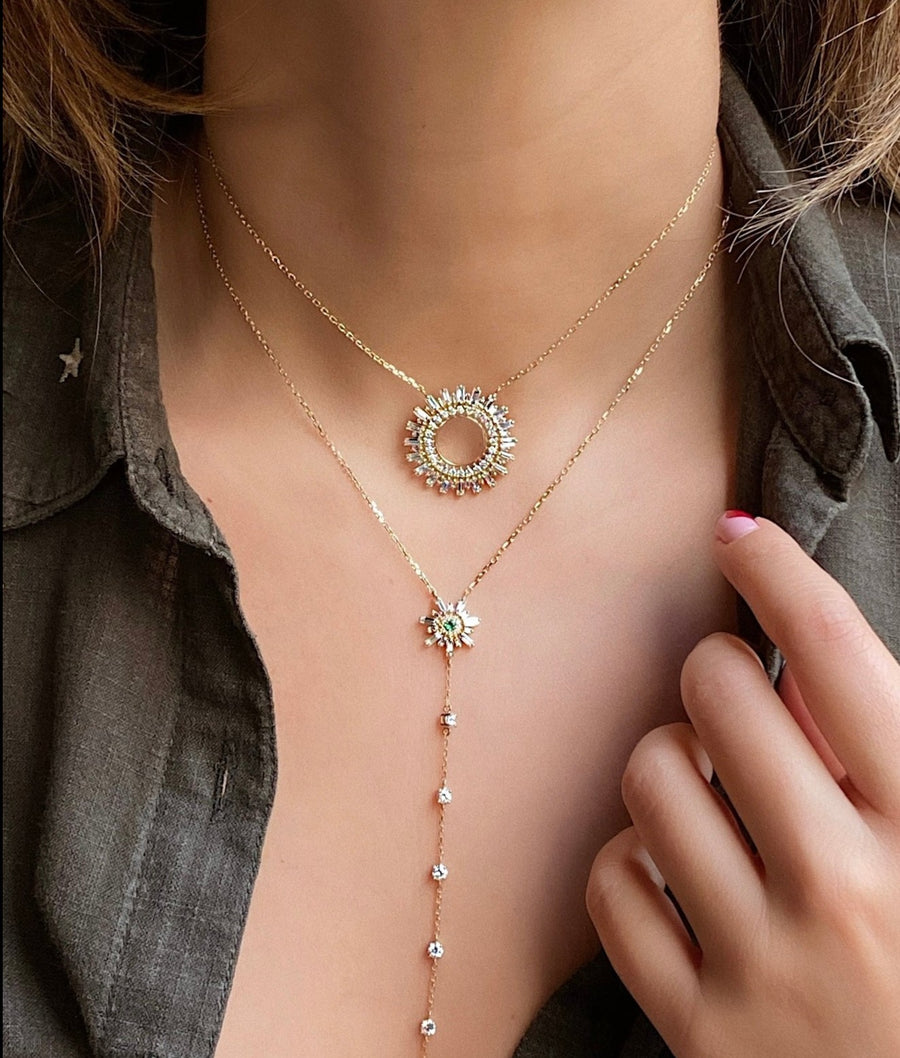 Baguette Diamond Firework Necklace