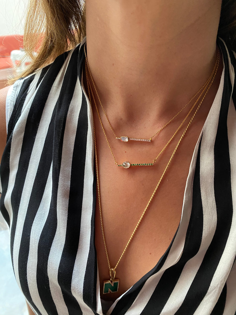 Uncut Diamond Bar Necklace