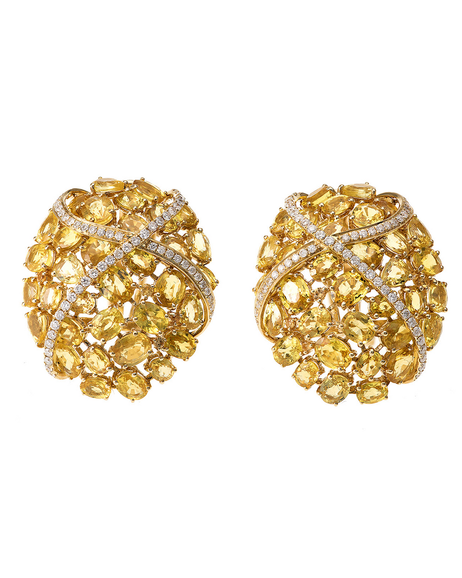 Yellow Sapphire & Diamond Knot Earrings