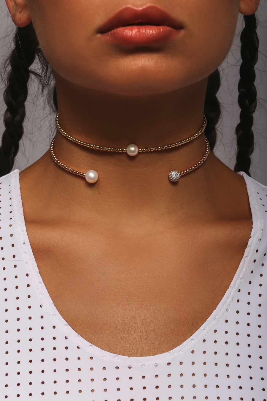 Pearl & Diamond Collar Beaded Choker